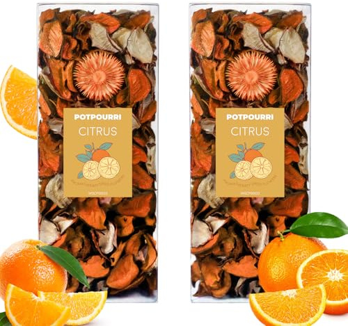 SCENTORINI Potpourri Bags, Citrus Scent, Potpourri Vase Filler, 10.44 oz, 2 Pack Home Fragrance Sachet Dried Flower, Bowl Fillers for Home Hotel Bedroom Bathroom Coastal Decor