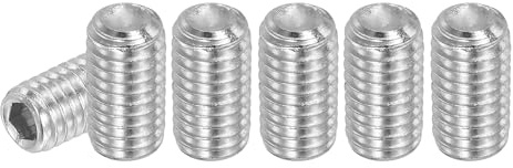 PATIKIL 30 stycken ställskruvar M6 x 8 mm, 304 rostfritt stål ställskruvar set för dörrhandtag fäste möbler lampor vattenkran reparationer, silver insexkant gängstift skruvar set