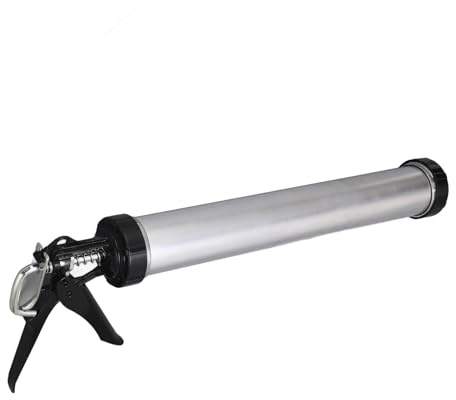 Pistola para Calafatear de Aluminio de 600 Ml con 10 Boquillas, Herramienta para Calafatear de Silicona Resistente para Proyectos de Hogar, Garaje y Bricolaje