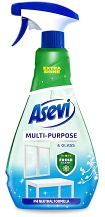 Asevi Multi-purpose and Glass Cleaning Spray, Glass and Window Cleaner, Multi-surface Spray, 750ml