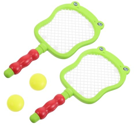 Toyvian Set di Racchette da Tennis per Bambini con Palline, Racchetta in Plastica Facile da Impugnare per Gioco Attivo Indoor e Outdoor, Design Divertente e Resistente