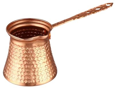 Genérico Cafetería Turca, Copper Greek Arabic Coffee Bot, Calentador De Café Vintage, 12x9x8cm, Mango Compacto Y Portátil Y Resistente Al Calor Para La Elaboración De La Preparación