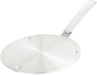 5.5 inch Heat Diffuser Stainless Steel Induction Adapter with Concave Spots for Electric Gas Stove Glass Induction Cooktop, Heats Up Faster,Detachable Handle