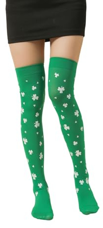 Women's Girls' Thick Hold Up Over-Knee Stockings Tights, Thigh High Socks, Halloween Xmas, Fits up to UK Size 5