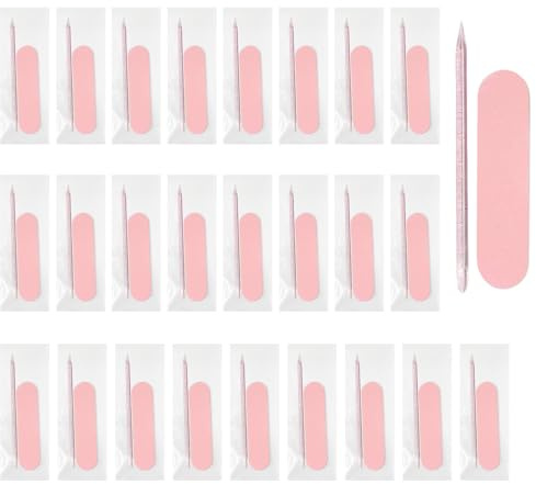 Set med 25 st mini nagelfil och pinnar för att trycka på naglar, individuellt förpackat nagelkit för salonger, nagelentusiaster