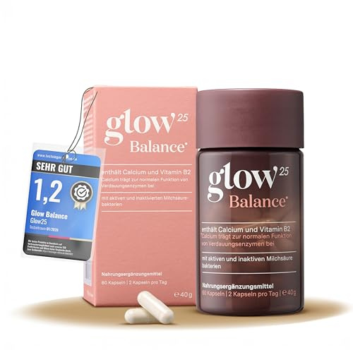 Glow25® Balance [30 portions] – avec des bactéries lactiques, de la poudre de kiwi, de l'inuline, du calcium et de la vitamine B2 – facile à digérer – végétal et vegan