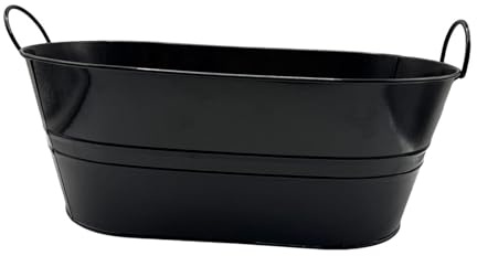 Jiuvaso Secchiello per il ghiaccio in acciaio zincato, leggero, per feste, cocktail di champagne, per interni ed esterni, secchiello per vino, refrigeratore, Nero