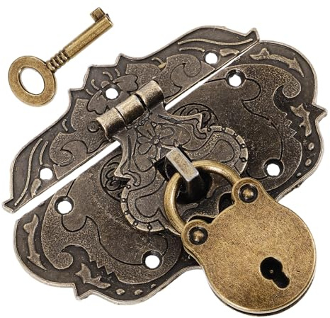 STAHAD 1 Ensemble de Fermoirs à Moraillon Vintage en Alliage de Zinc Cadenas Décoratif pour Boîte à Bijoux, Fermeture Sécurisée, Design Bois Rétro, Installation Rapide, pour Boîtes
