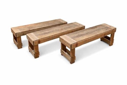 Genérico Banco Rústico de Madera Reciclada | Estilo Natural y Sostenible | Ideal para Dormitorio o Recibidor | Diseño Artesanal Detallado y Duradero (120 cm x 30 cm x 43 cm)