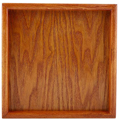 Bandeja de Madera Maciza Cuadrada - Decorativa Hecha a Mano para Servir Alimentos, Café, Té, Aperitivos, Desayuno, Cena (18 x 18 cm)