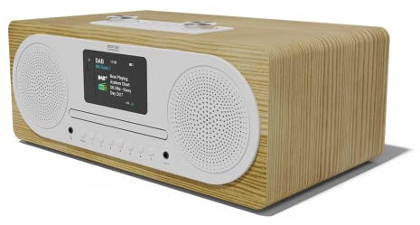 DAB/DAB+ & FM Digital Radio with CD Player | Bluetooth & USB MP3 Player | Premium Sound | Remote Control | Mains Powered | Perfect for the Home or Office | AZATOM Clockwood (Light Oak)