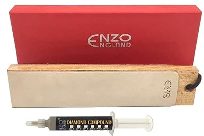 ENZO ENGLAND Läderrem med slipning förening set slipning polering paddelblock för träbearbetningskniv | Mejsel fin diamant poleringsförening för träsnideriverktyg (diamantförening)