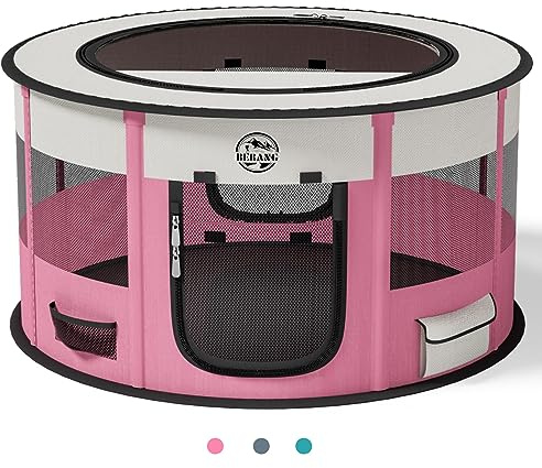 Dog Playpen Puppy Play Pen Indoors Pet Crate Small Dog Cage Portable Foldable Cat Kennel for Kitten Hamster Rabbit Bunny Guinea Pig with Collapsible Food Bowl Carrying Case