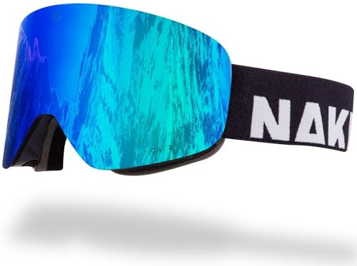 NAKED Optics® Skidglasögon snowboardglasögon för män och kvinnor – speglade med magnetiskt förändringssystem – skidglasögon för män och kvinnor (trupp Evo OTG, utan dåligt väderglas)