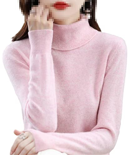 Ruereuu Suéter de cachemira para mujer, cuello alto, con hilo, manga larga, de punto, recortado
