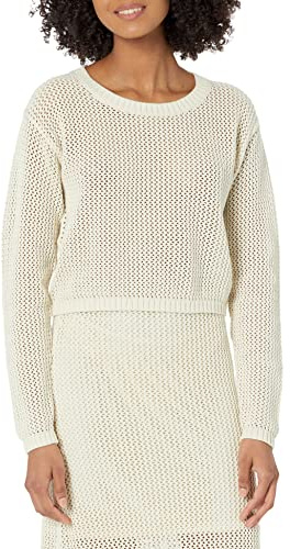 The Drop Top Asher Corto de Ganchillo y Manga Larga para Mujer, Abedul, S