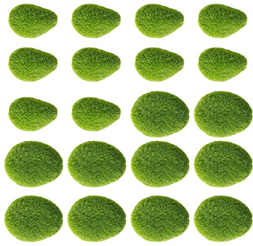 LSYYSL 20 Stück Künstliche Mooskugeln Fake Moossteine Künstliche Moossteine Grüne Mooskugeln Gefälschte Moosdekorationen für Feengärten, Blumenarrangements, Blumenarrangements, Terrarien und Handwerk