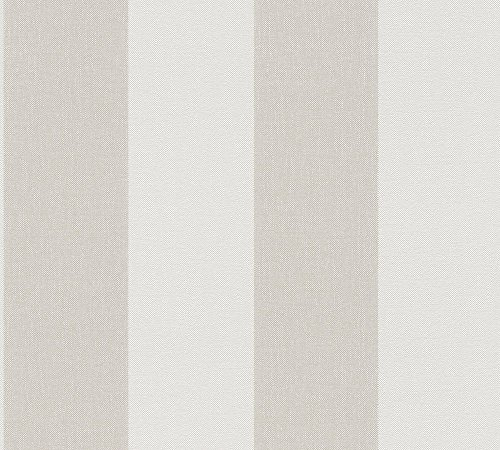 A.S. Création Tapete Blockstreifen selbstklebend - Streifentapete beige braun creme - Tapete Landhaus mit Streifen - 0,52m x 2,5m - Made in Germany