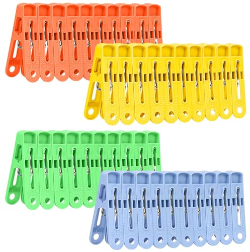 Bohoray 120Pcs Laundry Pegs Clothes Clips, Plastic Clothes Pegs for Washing Line, Plastic Peg For Washing Line Peg For Outside Garden, Bathroom, Kitchen Non Slip (4 Colors)
