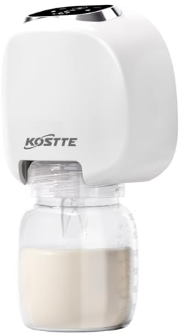 Milchpumpe Elektrisch Tragbar, KOSTTE Elektrische Milchpumpe Freihändig, Geräuscharm Schmerzlo mit LED-Display, 2 Modi und 9 Stufen Saugen, Flansch 21mm/24mm/27mm, BPA-frei