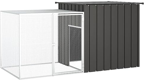 ZEYUAN Kaninchenkäfig Anthrazit 200x91x100 cm Verzinkter Stahl, Hamsterkäfig, Hasenkäfig, Kaninchenstall, Meerschweinchen Gehege, Meerschweinchen Käfig, Laufstall