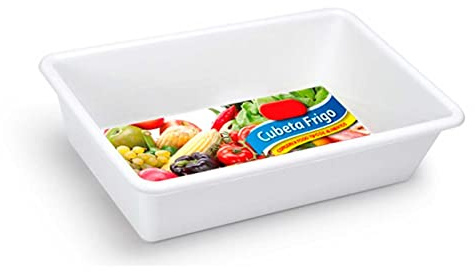 Tradineur Lot de 3 bacs réfrigérants de rangement, plastique, réutilisables, servir des aliments, des collations, fabriqué en Espagne, 6 litres, 39 x 25 x 10 cm - Blanc