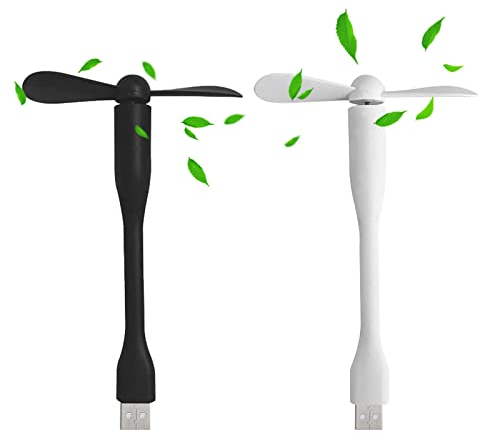 Cerioll Ventilateurs USB,Petit Ventilateur,Mini Ventilateur USB,Flexible Power Bank Ventilateur,Ventilateur USB Portable,USB Petit Ventilateur,Portable Ventilateurs,Ventilateur Flexible(Noir+Blanc)