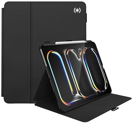 Speck, iPad Pro 7th Gen Case 12.9-13 Inch with Pencil Holder, Drop and Camera Protection, Multi-Angle Stand, Balance Folio Without Auto On/Off, Black/White