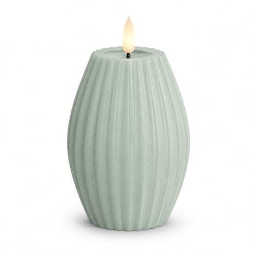 Deluxe Homeart Oval vaxljus med högkvalitativ vaxspegel – salvia grön 10 x 15 cm