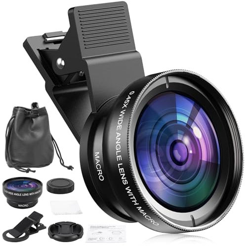 2 in 1 Handy-Kamera-Objektiv-Kit, 12,5X Makro Objektiv & 0,45X Weitwinkel, Makro Objektiv Handy für iPhone und Meisten Android Smartphone