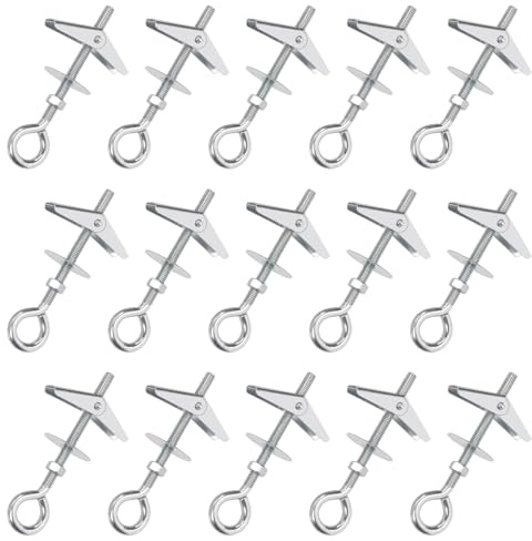 Rustark 15 pezzi M6 Bulloni a occhiello a forma di O Kit di ancoraggio a levetta Assortimento Ancoraggi a molla Bulloni ad ala a molla Bulloni ad occhiello resistenti Ancoraggi a farfalla per piante