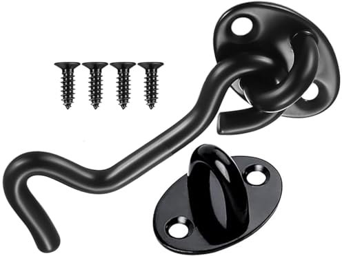 ZiYuya Cerradura de puerta de gancho y ojal, gancho de puerta de acero inoxidable, gancho de ojo, ganchos de cerradura de puerta para puerta de madera francesa, soporte de ventana, cobertizo, ganchos