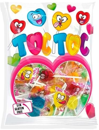 Deliex delicias de Exremadura - 200 Piruletas de Corazon Sabores y Colores Surtidos | Bolsa SIn Gluten de Caramelos con Palo