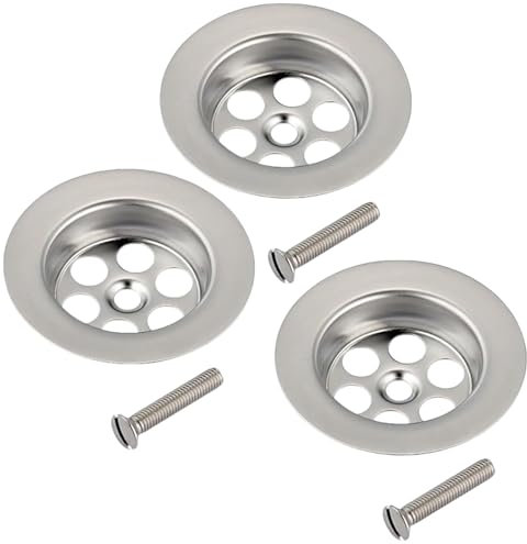 Bathtub Drain Cover - TRACOMPAN 3 Pack Stainless Steel Silver Bath Overflow Plug Replacement with Screws, Durable Drain Cover for Bathtubs, Leak Prevention Bathroom Accessories