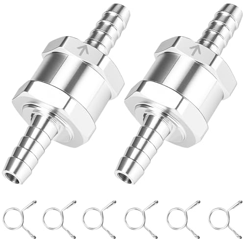 Lot de 2 clapets anti-retour en aluminium de 6 mm, clapet anti-retour unidirectionnel pour carburant/huile/gaz/essence/diesel, valve anti-retour pour automobile, carburateur et systèmes basse pression
