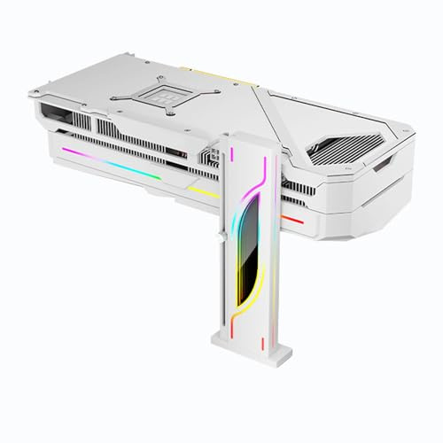 Topiky Höjd Justerbar RGB GPU -stativ, 5V 3Pin Grafikkortstödinnehavare, PC Graphics Card Stand Holder Anti Sag -konsol med Magnetisk Bas, Grafik Grafikkortstång (WHITE)