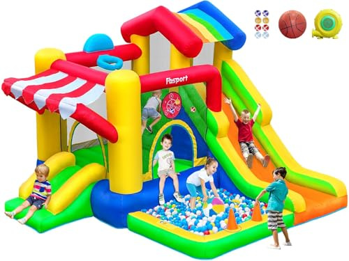 Castillo Hinchable para Niños con Doble Tobogán, Interior & Exterior