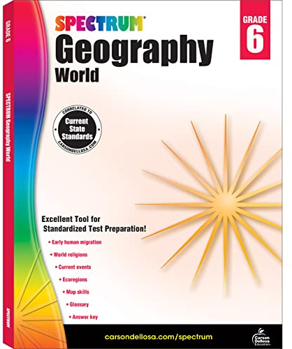 Spectrum Grade 6 Geography Workbook, Map Skills, World History and Religion, Current Events, and More, Social Studies Classroom or Homeschool Curriculum
