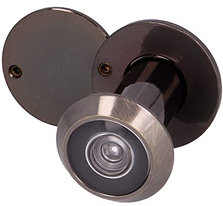 Amig - Spioncino per porta, lente Superangolare, per porte d'ingresso interne ed esterne, colore pelle, ottone, dimensioni: Diametro 14 mm, spessore della porta 25-42 mm