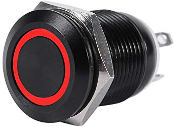 Interruttore a pulsante a LED, auto 12V 2A 12mm LED Light Momentary Interruttore a pulsante On/Off Interruttore a pulsante fermo(Red)