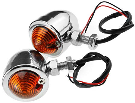 Be In Your Mind Mini-Motorrad-Blinker, Metall, Chrom, mit bernsteinfarbenen Linsen, 2 Stück
