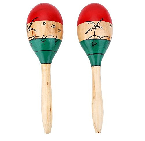 Maracas in legno, 1 paio di durevoli maracas in legno Grande strumento musicale educativo da 25 cm Giocattolo per bambini Bambini