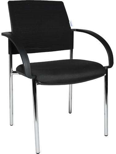 EUROKRAFT pro | Sedie per visitatori | conf da 2 pezzi | schienale in rete | nero | sedile nero