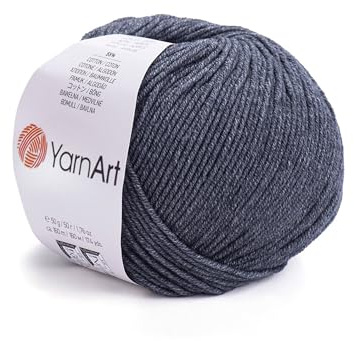 YarnArt, Jeans, Hilo de mezcla de algodón para amigurumi, ganchillo y punto, hilo turco suave 55 % algodón, 45 % poliacrílico, para proyectos hechos a mano, Color 28