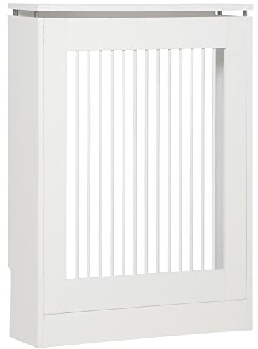 HOMCOM Cubierta de Radiador Cubre Radiador Moderno Pintado de MDF con Estante Superior para Salón Dormitorio Oficina 60x18x84 cm Blanco