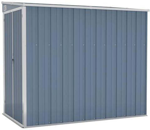 prissent Gartenhütte 118x194x178 cm Gerätehaus Fahrradunterstand Gartenschrank Wetterfest Schuppen Garten Grau