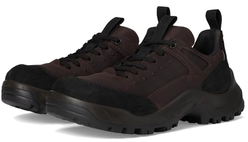 ECCO Men's Offroad Waterproof Lace Up Hiking Shoe, Black Nubuck/Mocha Oil Nubuck