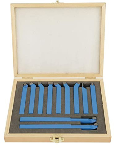 Set di Utensili per Tornio in Metallo Duro, 11 Pezzi, per Tornitura, Fresatura, Saldatura e Taglio