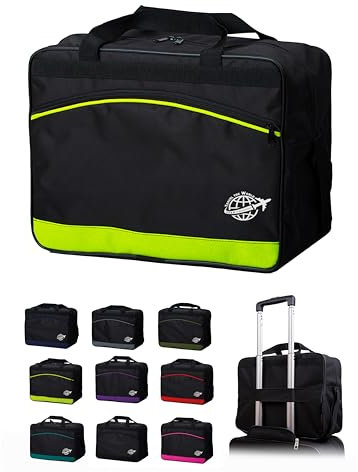 Tasche Handgepäck für Ryanair 40x25x20 cm 40x30x20 cm 55x40x20 [Handgepäcktasche] Flugzeug faltbare Reisetasche Weekender Handgepäck-Koffer (schwarz-hellgrün (M1), 55 x 40 x 20 cm (L))