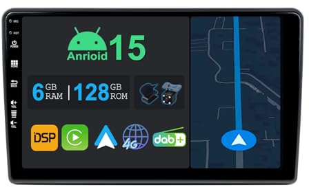 YUNTX 9 tums Android 14 bilstereo bilradio för FIAT Ducato/Peugeot Boxer/Citroen | Octa Core | 6GB 128GB | Inbyggd 4G LTE | CarPlay&Android Auto | DSP | DAB | Dual Band WIFI